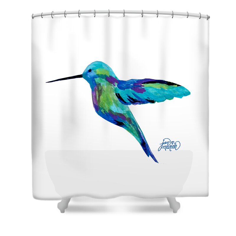 Hummingbird Shower Curtain featuring the painting Hummingbird by Jan Marvin