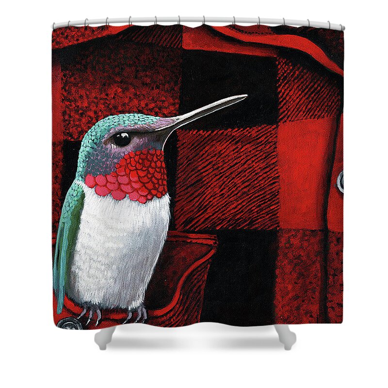 Hummingbird Shower Curtain featuring the painting Hummingbird Memories by Linda Apple