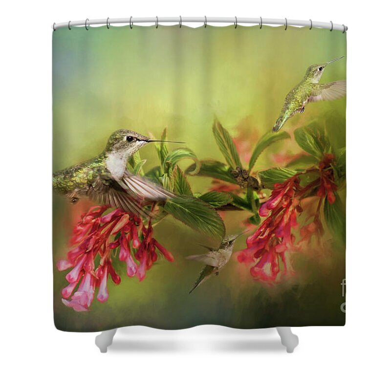 Humming Birds Shower Curtain featuring the photograph Hummingbird Paradise by Pam Holdsworth