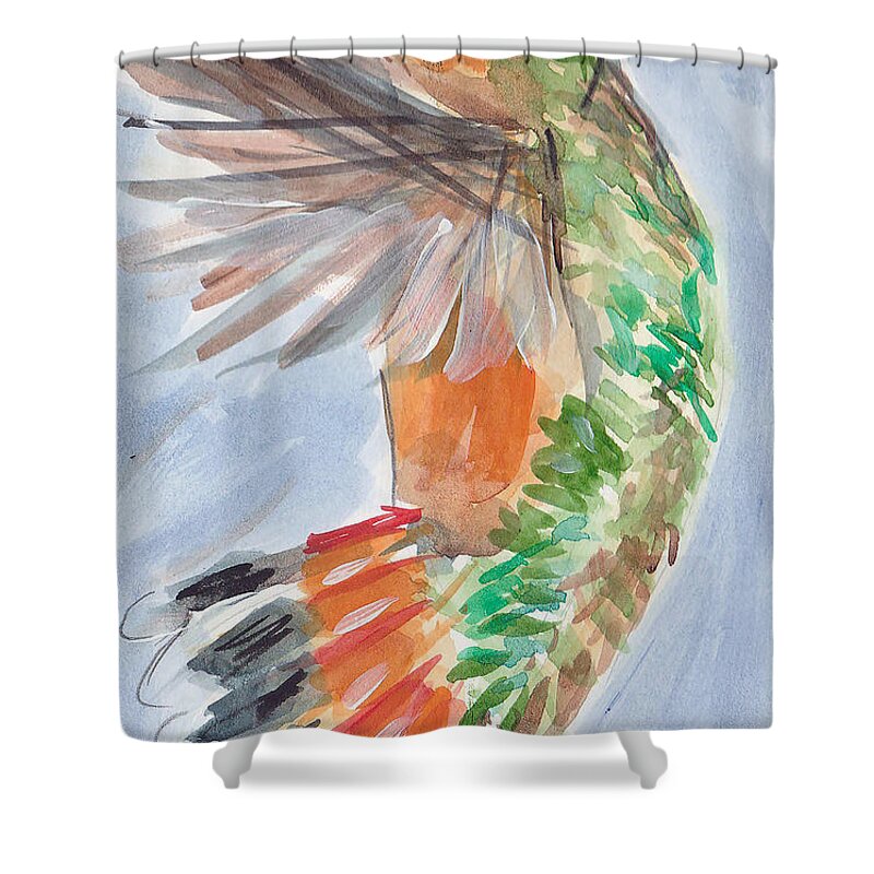 Hummingbird Shower Curtain featuring the painting Hummingbird87 by Loretta Nash
