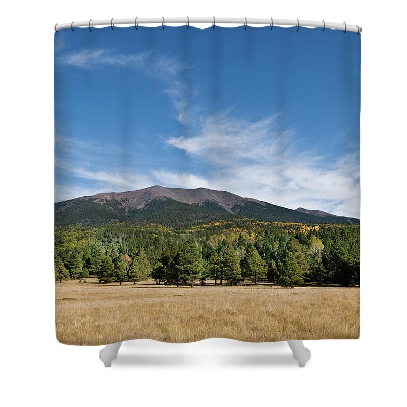 Arizona Shower Curtain featuring the photograph Humphreys Peak from Hart Prairie by Jeff Goulden