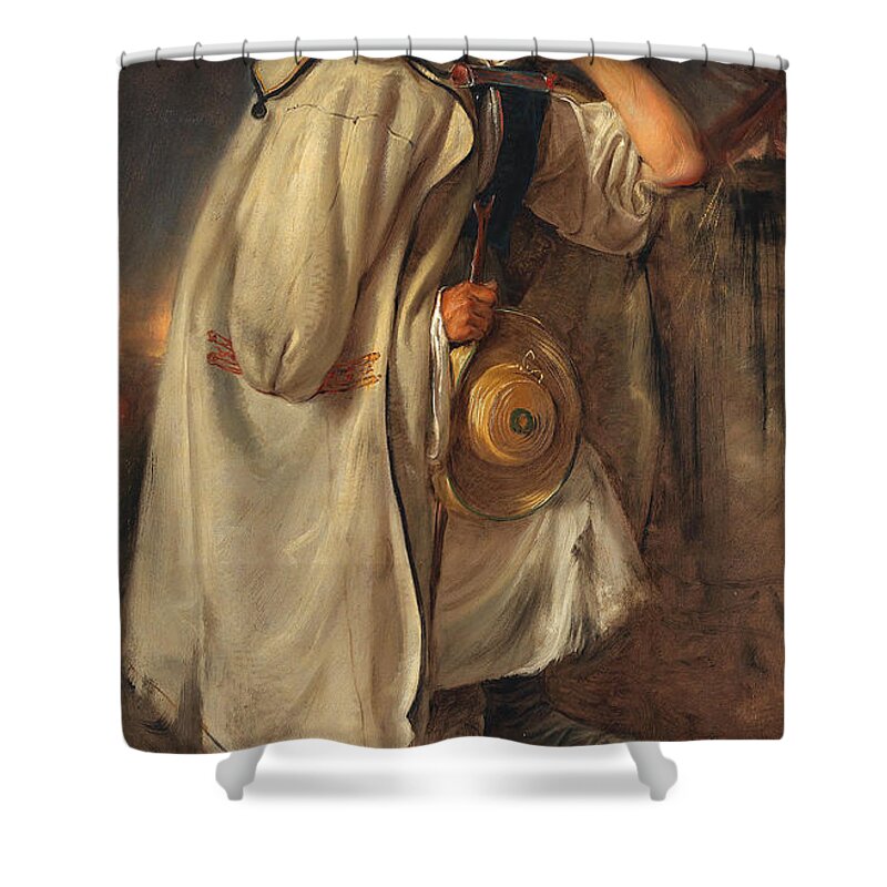 Circle Of Eduard Ritter Shower Curtain featuring the painting Hungarian Herder by Circle of Eduard Ritter