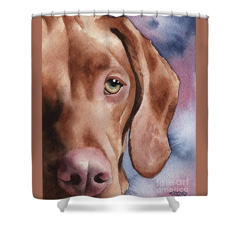 Hungarian Shower Curtain featuring the painting Hungarian Vizsla by David Rogers