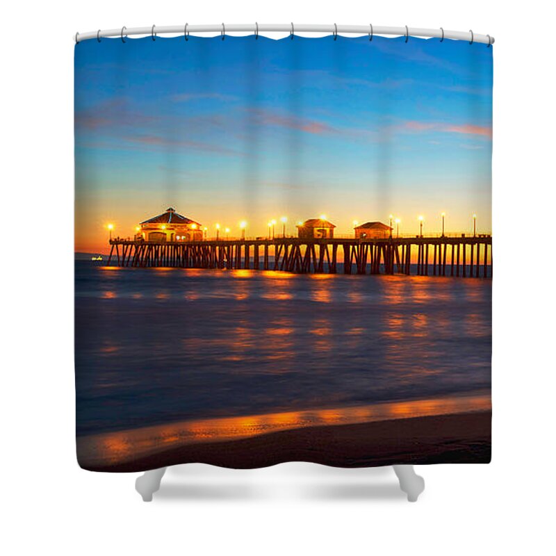 Huntington Beach Shower Curtain featuring the photograph Huntington Beach Pier - Twilight by Jim Carrell