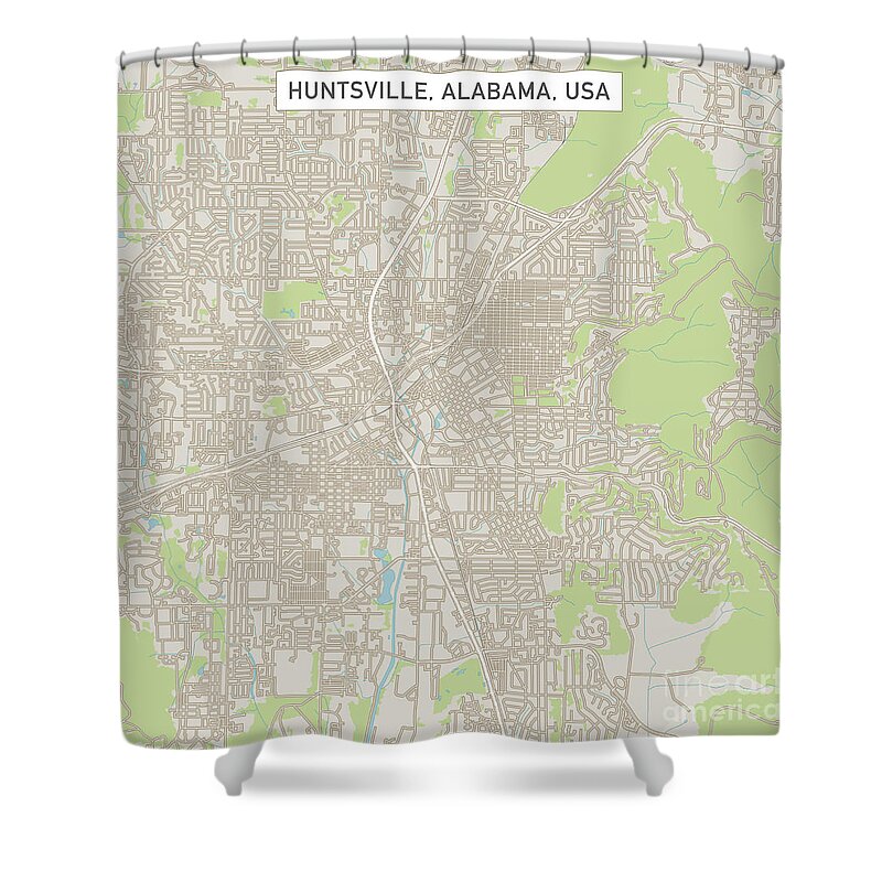 Huntsville Shower Curtain featuring the digital art Huntsville Alabama US City Street Map by Frank Ramspott