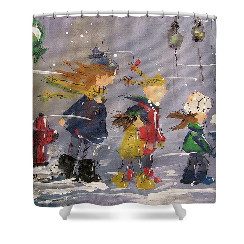 Winter Shower Curtain featuring the painting Hurry Home by Terri Einer
