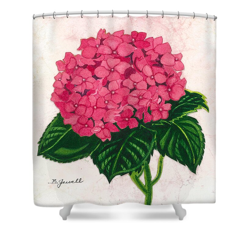 Flower Shower Curtain featuring the painting Hydrangea-Perfectly Pink by Barbara Jewell