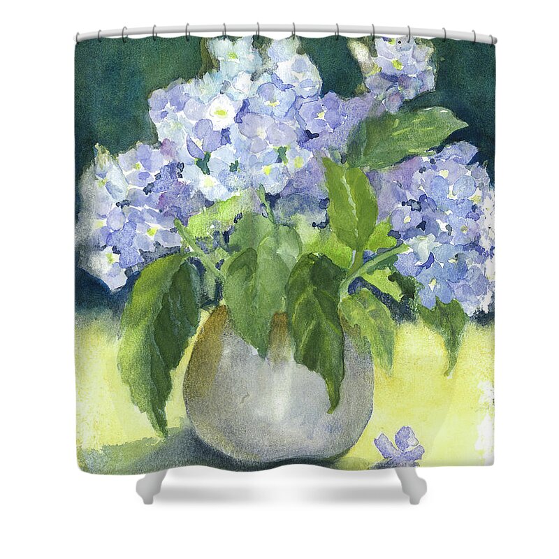  Shower Curtain featuring the painting Hydrangeas in the Light by Maria Hunt