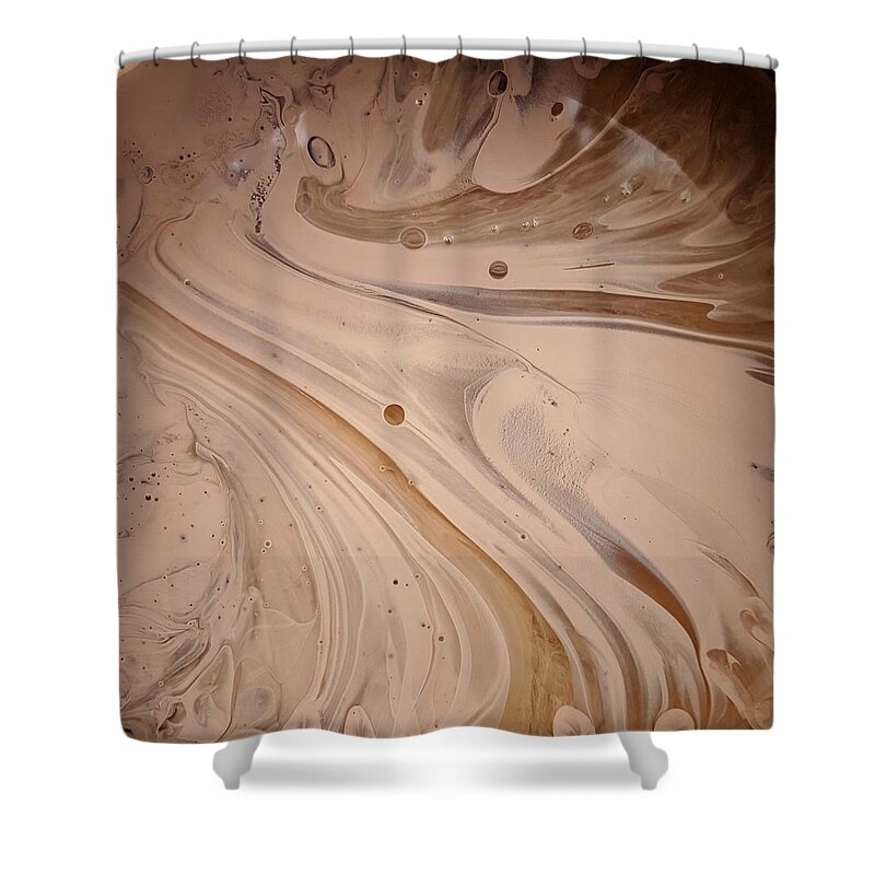 Abstract Shower Curtain featuring the painting Hydro Magnito Meat Raisin by Gyula Julian Lovas