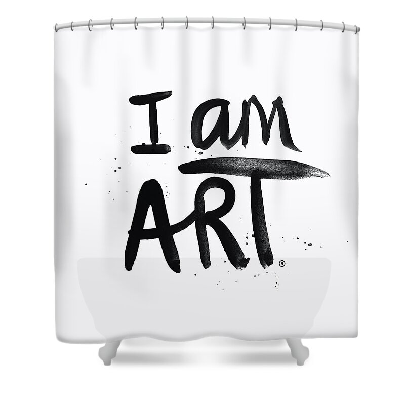 Art Shower Curtain featuring the mixed media I AM ART black ink - Art by Linda Woods by Linda Woods