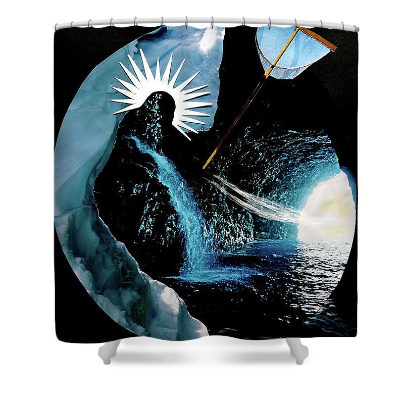 Collage Shower Curtain featuring the mixed media I Am Here by Michele Myers