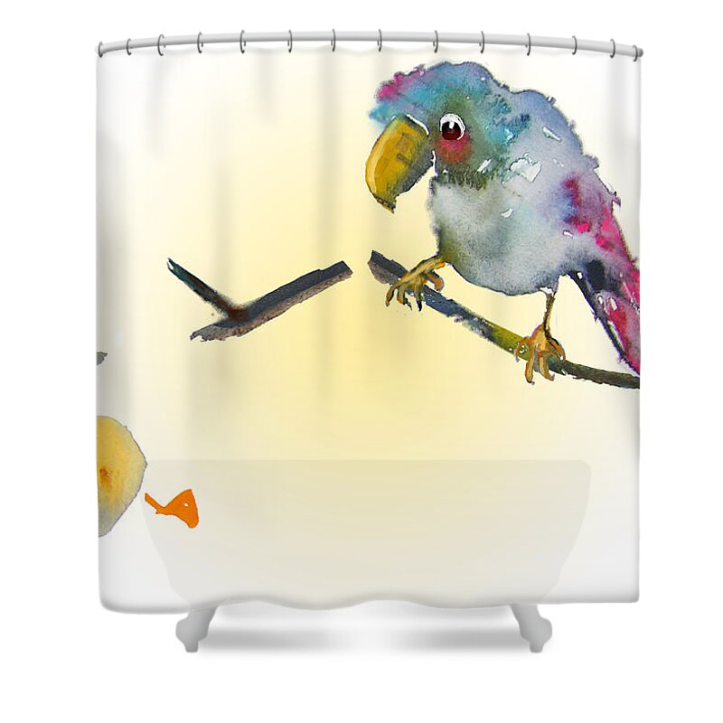 Birds Shower Curtain featuring the painting I am Leaving You by Miki De Goodaboom