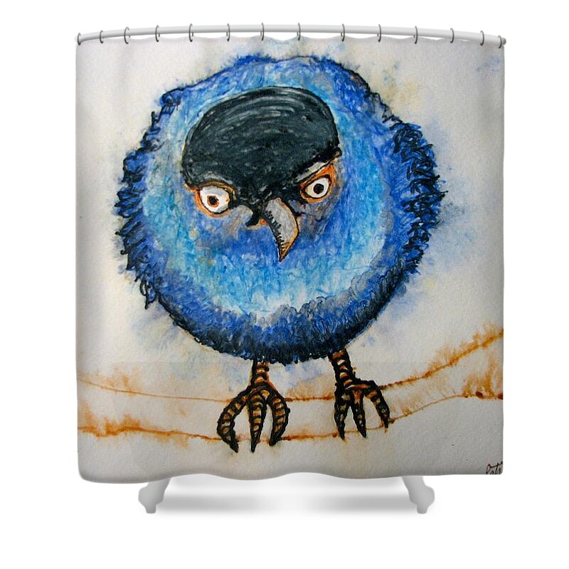 Birds Shower Curtain featuring the painting I am not going to take it anymore. by Patricia Arroyo