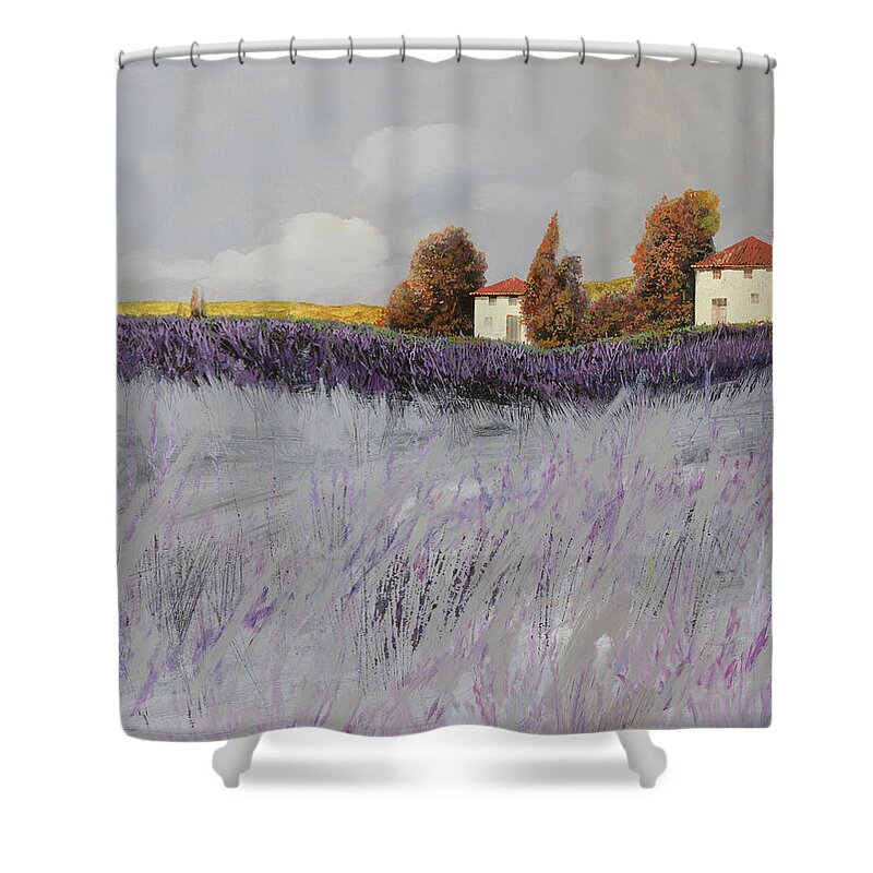 Lavender Shower Curtain featuring the painting I Campi Di Lavanda by Guido Borelli