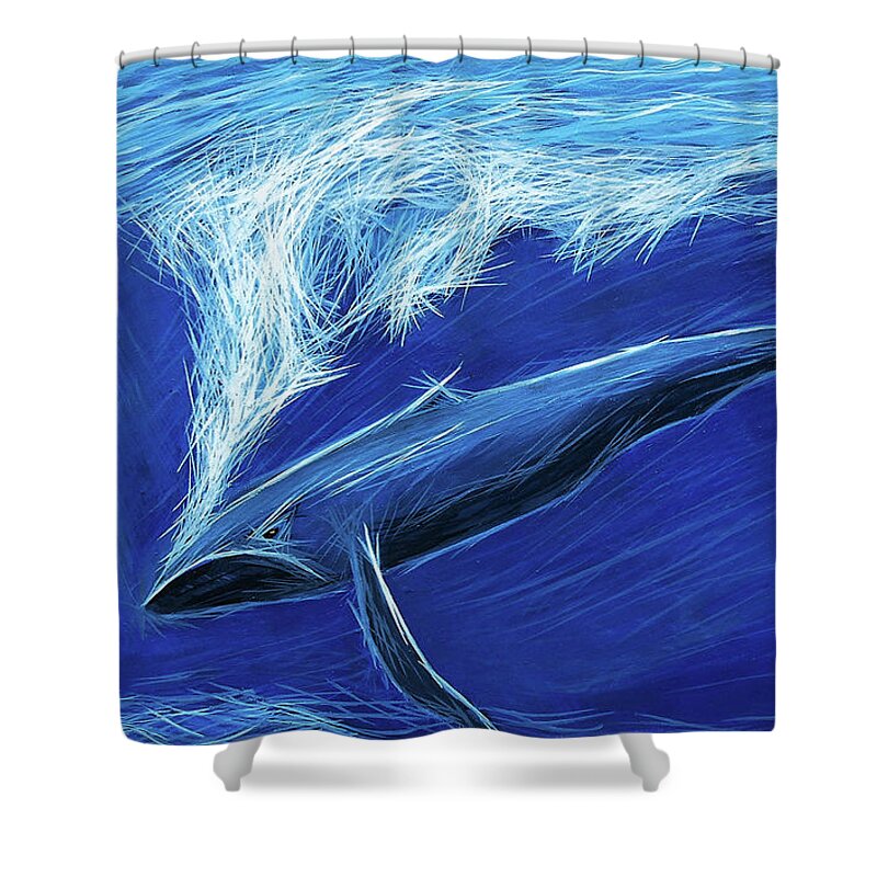 Whale Shower Curtain featuring the painting I Fight for Clean Waters by Angela Treat Lyon