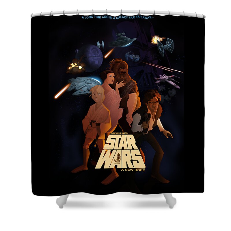  Star Wars Shower Curtain featuring the digital art I grew up with StarWars by Nelson Dedos Garcia