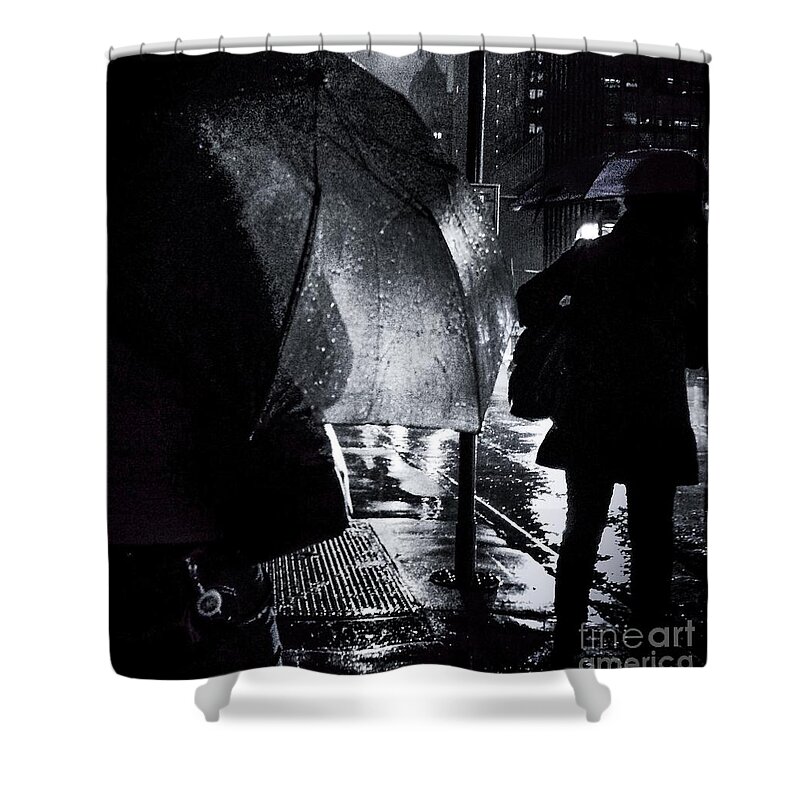 Umbrellas Shower Curtain featuring the photograph I Love a Rainy Night by Miriam Danar
