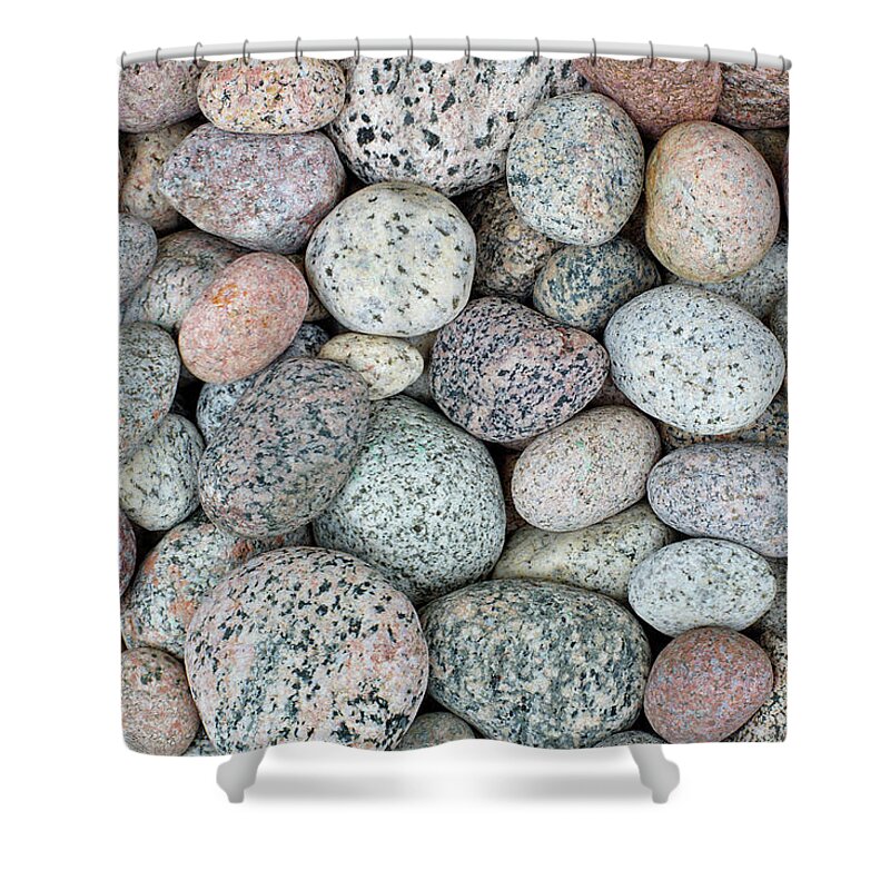 Pink Stones Shower Curtain featuring the photograph I Love Stones by Kathi Mirto
