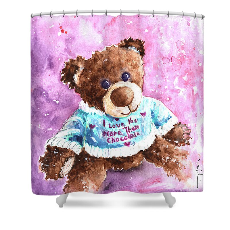 Truffle Mcfurry Shower Curtain featuring the painting I Love You More Than Chocolate by Miki De Goodaboom