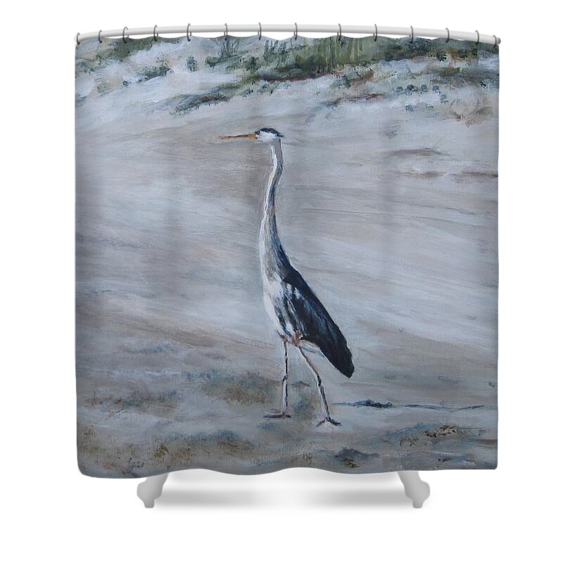 Blue Heron Shower Curtain featuring the painting I Need My Space by Paula Pagliughi