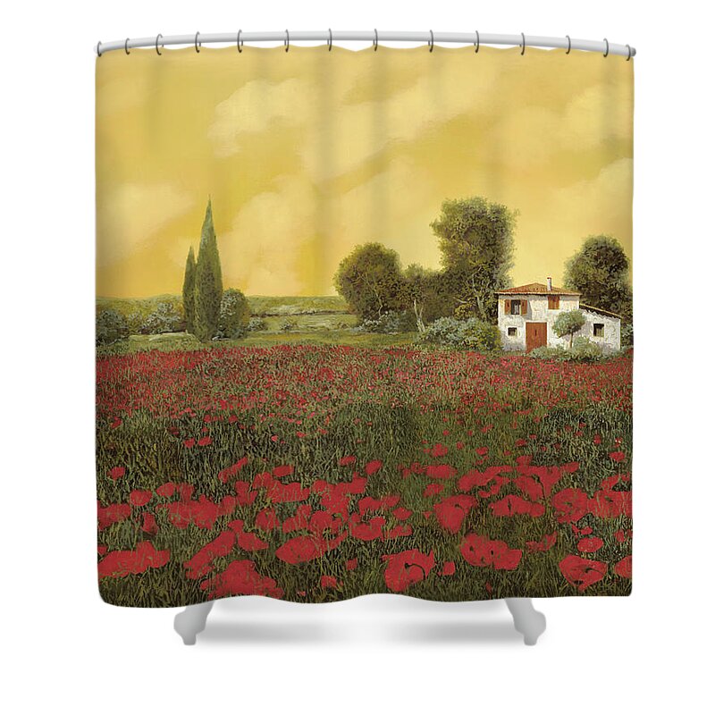 Summer Shower Curtain featuring the painting La Calda Estate E I Suoi Papaveri by Guido Borelli