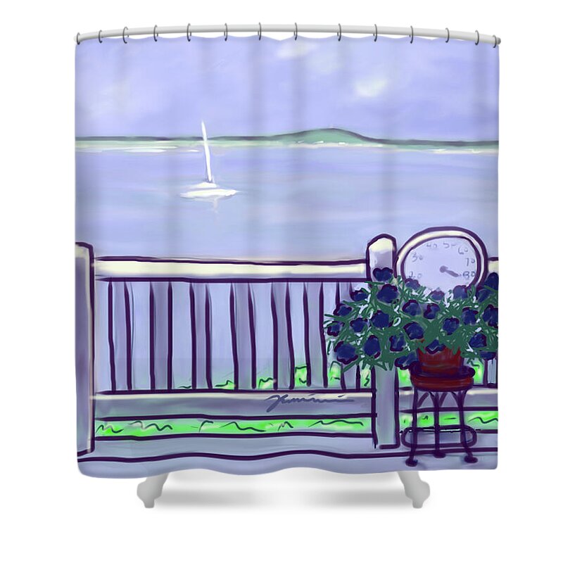 Sea Shower Curtain featuring the painting I Sea by Jean Pacheco Ravinski
