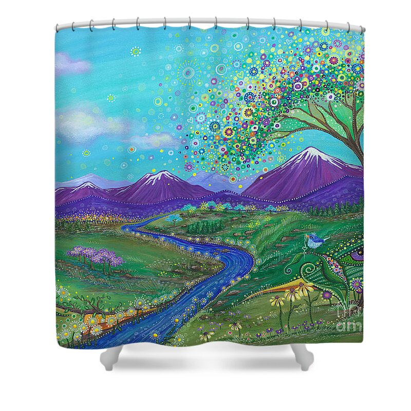 Skies Of Blue Shower Curtain featuring the painting I See Skies of Blue by Tanielle Childers
