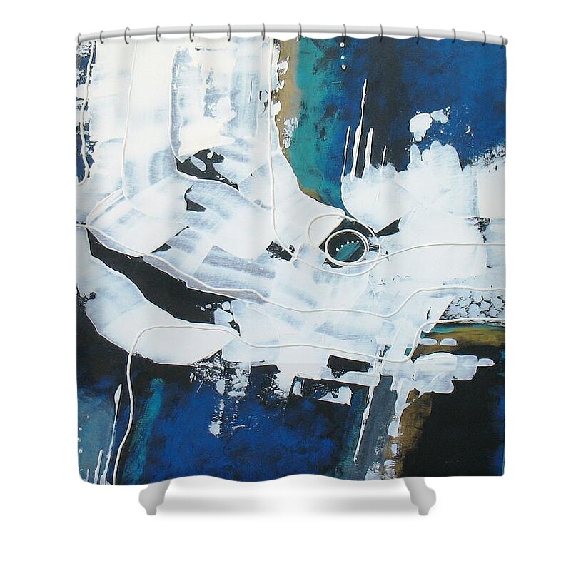 Abstract Shower Curtain featuring the painting I See the White One by Louise Adams