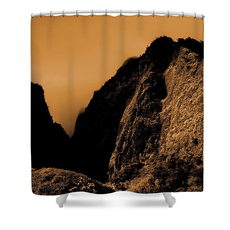 Iao Needle Shower Curtain featuring the photograph Iao Needle Silhouette by Richard Omura