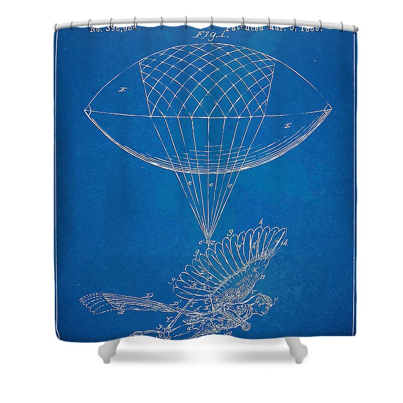 Patent Shower Curtain featuring the digital art Icarus Airborn Patent Artwork by Nikki Marie Smith