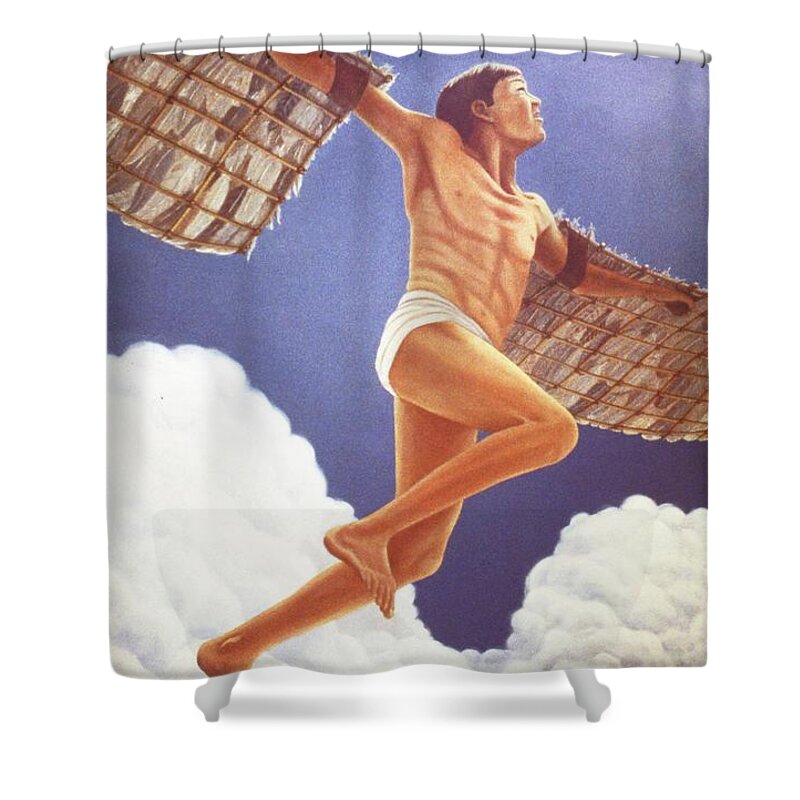 Shower Curtain featuring the painting Icarus Ascending by Laurie Stewart