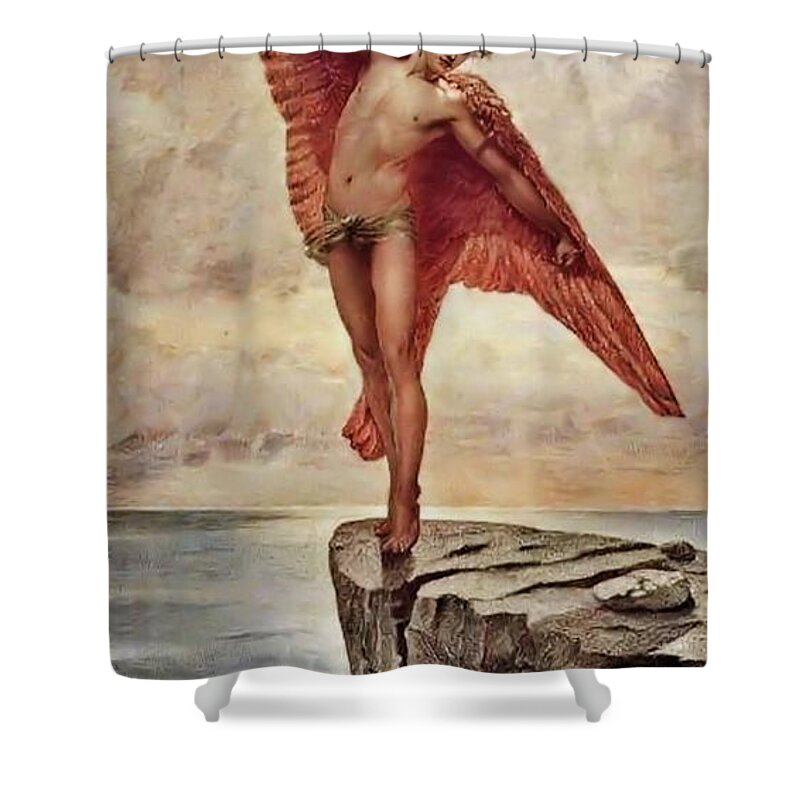 William Blake Richmond Shower Curtain featuring the painting Icarus by Richmond by William Blake Richmond