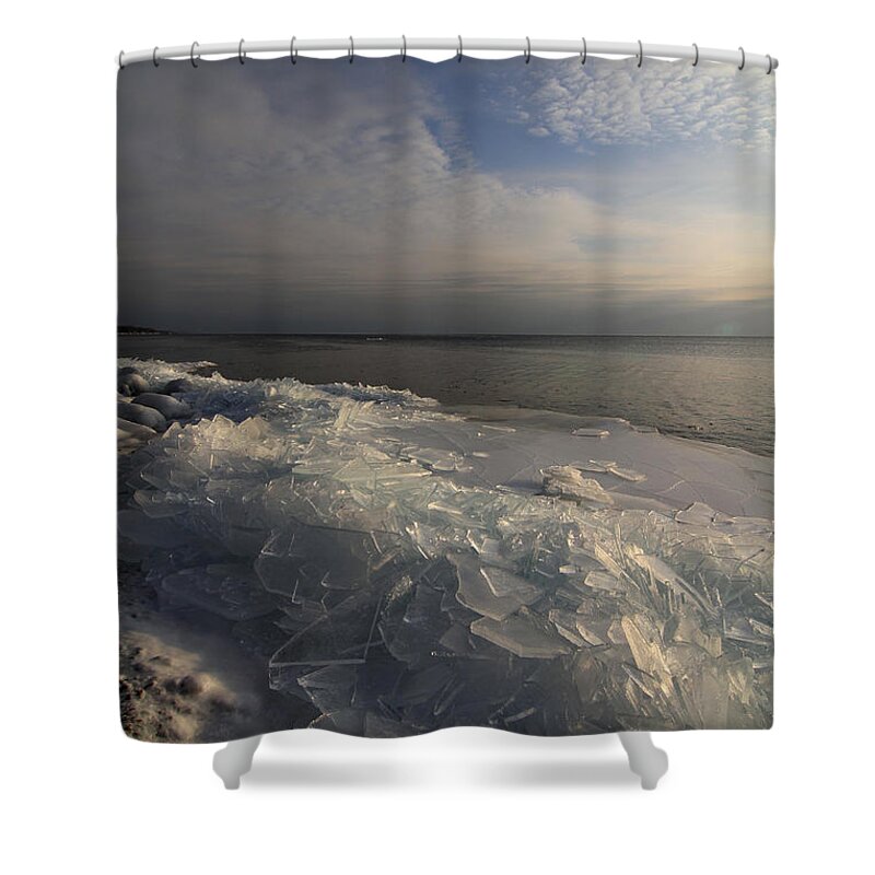 Ice Shove Shower Curtain featuring the photograph Ice 2018 # 4 by Rick Rauzi