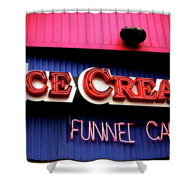 Sign Shower Curtain featuring the photograph Ice Cream Anyone by Charles Benavidez