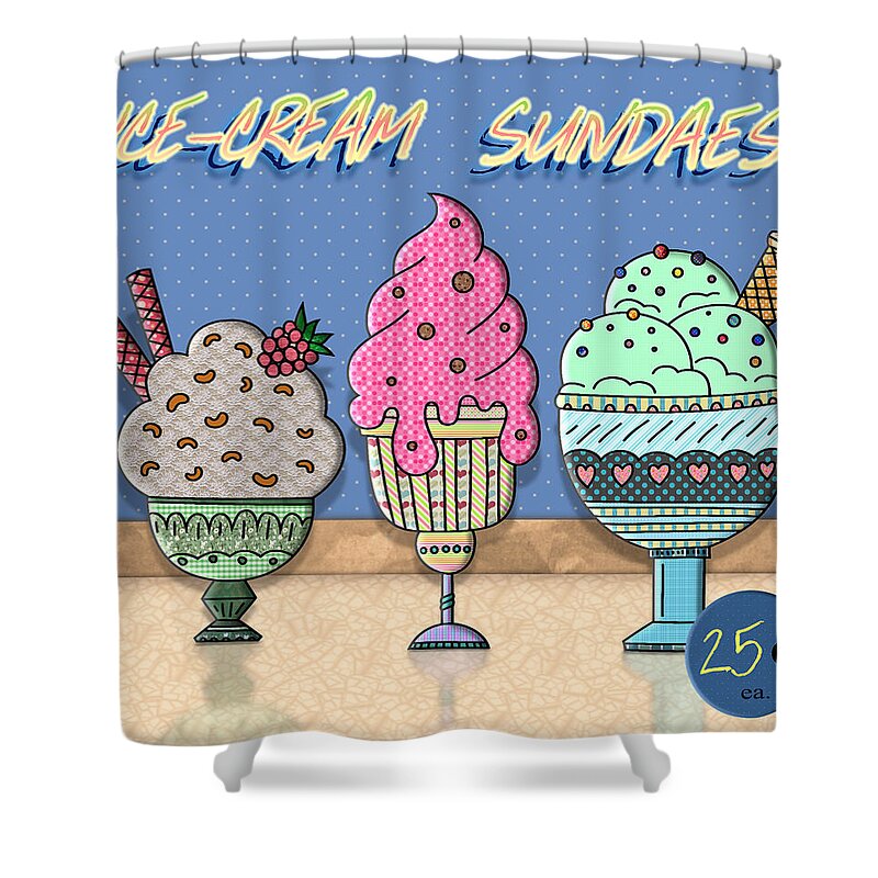 Ice-cream Sundaes Shower Curtain featuring the digital art Ice-cream Sundaes by Nina Bradica