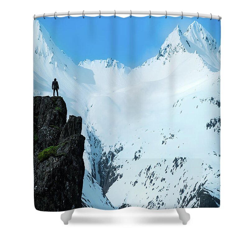 Iceland Shower Curtain featuring the photograph Iceland Snow Covered Mountains by Larry Marshall