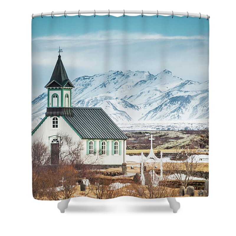Cathedral Shower Curtain featuring the photograph Icelandic Church, Thingvellir by Geoff Smith