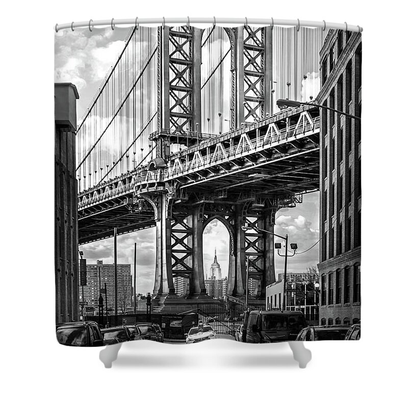 New York City Shower Curtain featuring the photograph Iconic Manhattan BW by Az Jackson