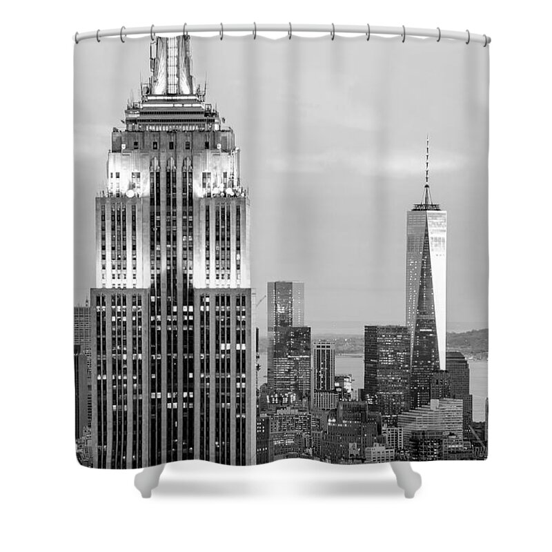 Empire State Building Shower Curtain featuring the photograph Iconic Skyscrapers by Az Jackson