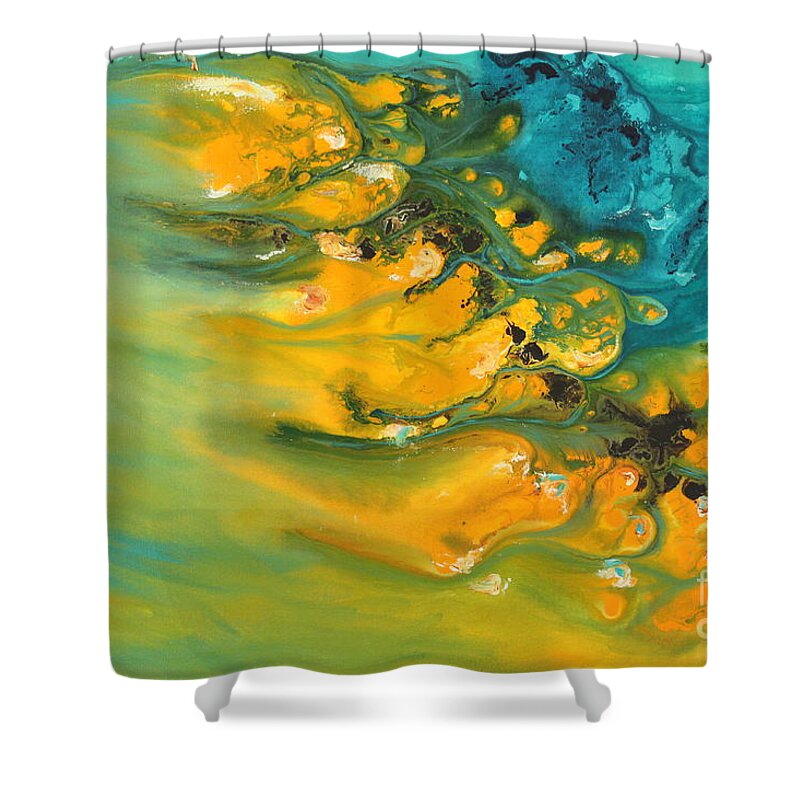 Swirl Shower Curtain featuring the painting Icy Fire by Preethi Mathialagan