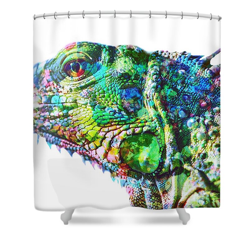 Iguana Shower Curtain featuring the painting Iguana by Mark Taylor