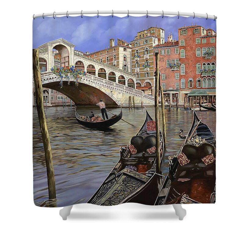 Venice Shower Curtain featuring the painting Il Ponte Di Rialto by Guido Borelli