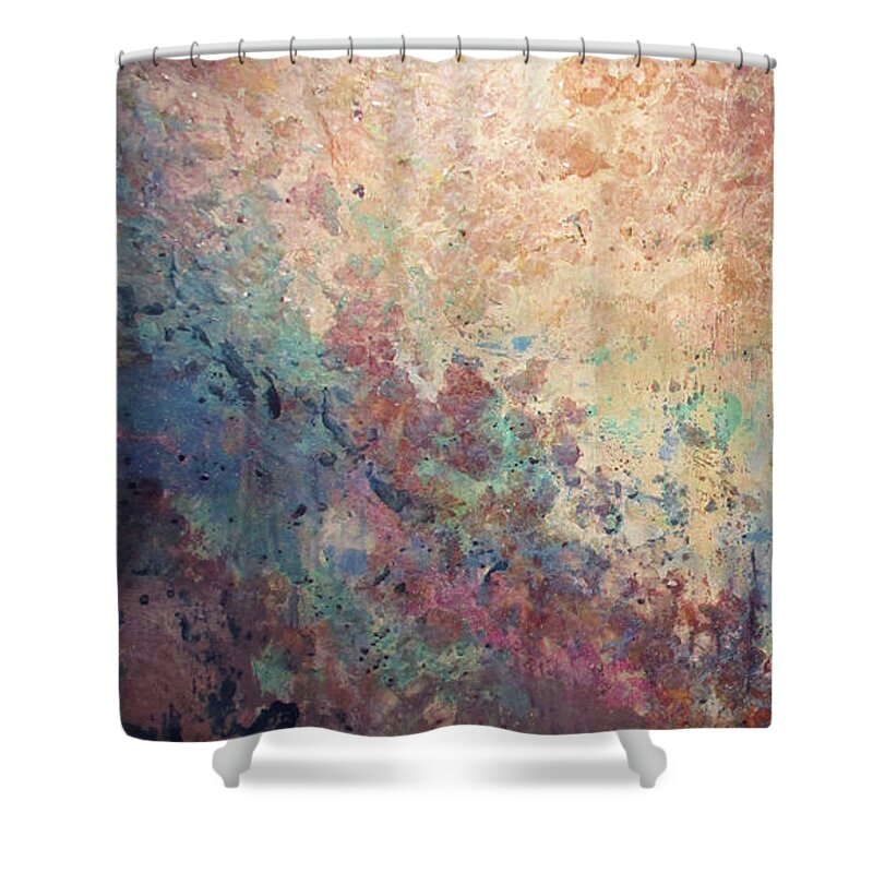 Mica Shower Curtain featuring the painting Illuminated Valley I Diptych by Shadia Derbyshire