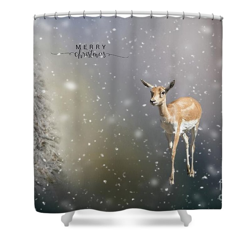 Blackbuck Shower Curtain featuring the photograph I'm Dreaming of a White Christmas... by Eva Lechner
