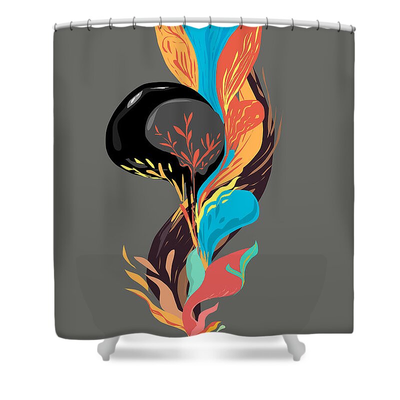 Abstract Shower Curtain featuring the digital art Imaginary Plants No.2 by Noppadol Sankankaew