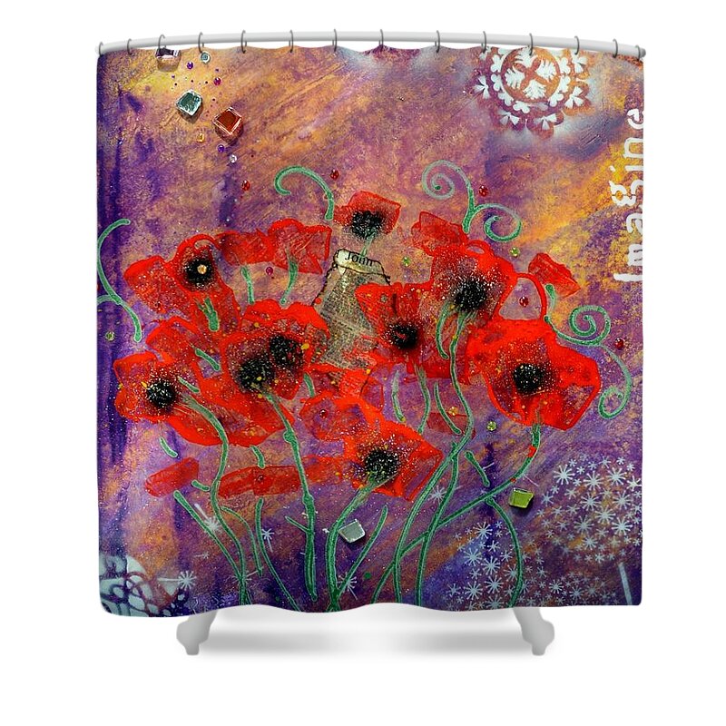 Floral Abstract Art Painting Shower Curtain featuring the painting Imagine by MiMi Stirn by MiMi Stirn