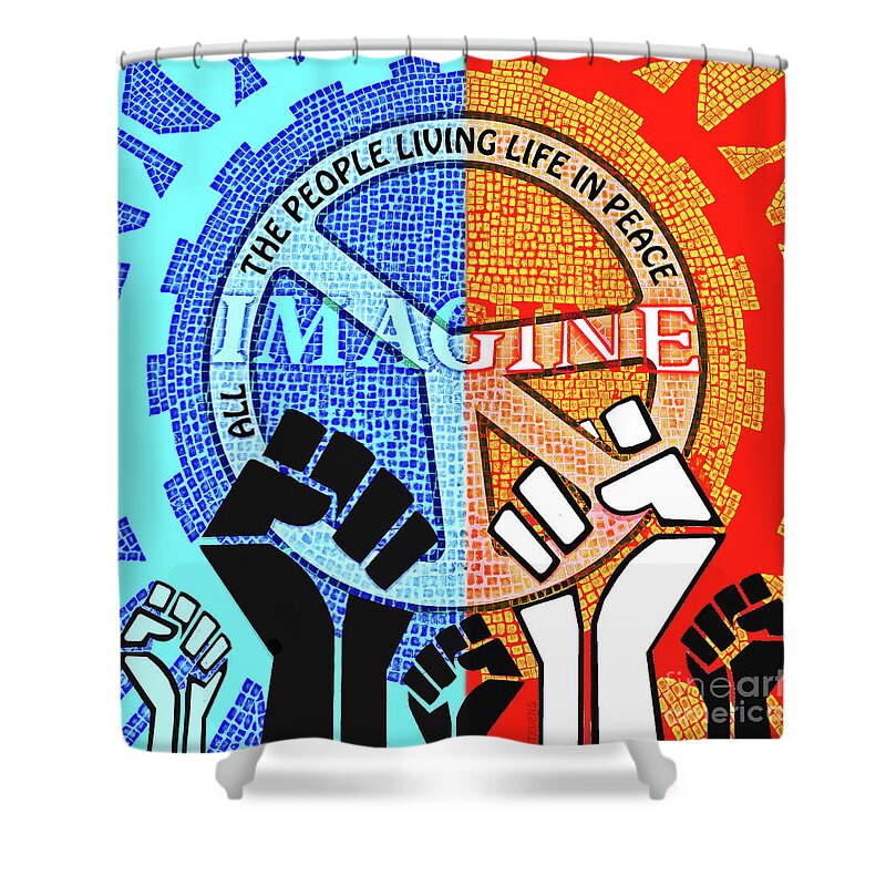 Imagine Shower Curtain featuring the drawing Imagine Peace Now by Joseph J Stevens