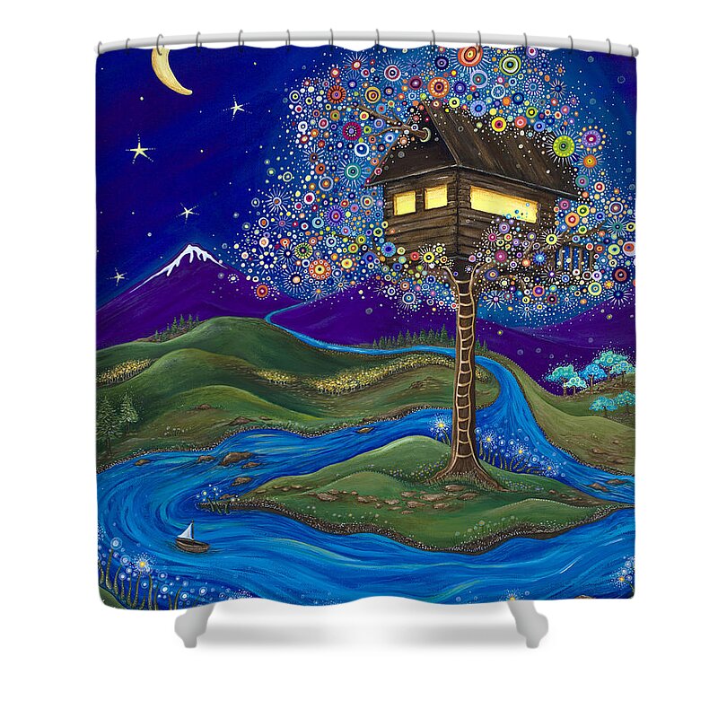 Moon Shower Curtain featuring the painting Imagine by Tanielle Childers