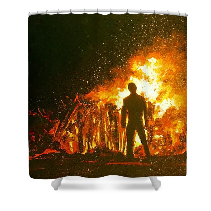 Star Wars Shower Curtain featuring the painting Vader Funeral by Joel Tesch