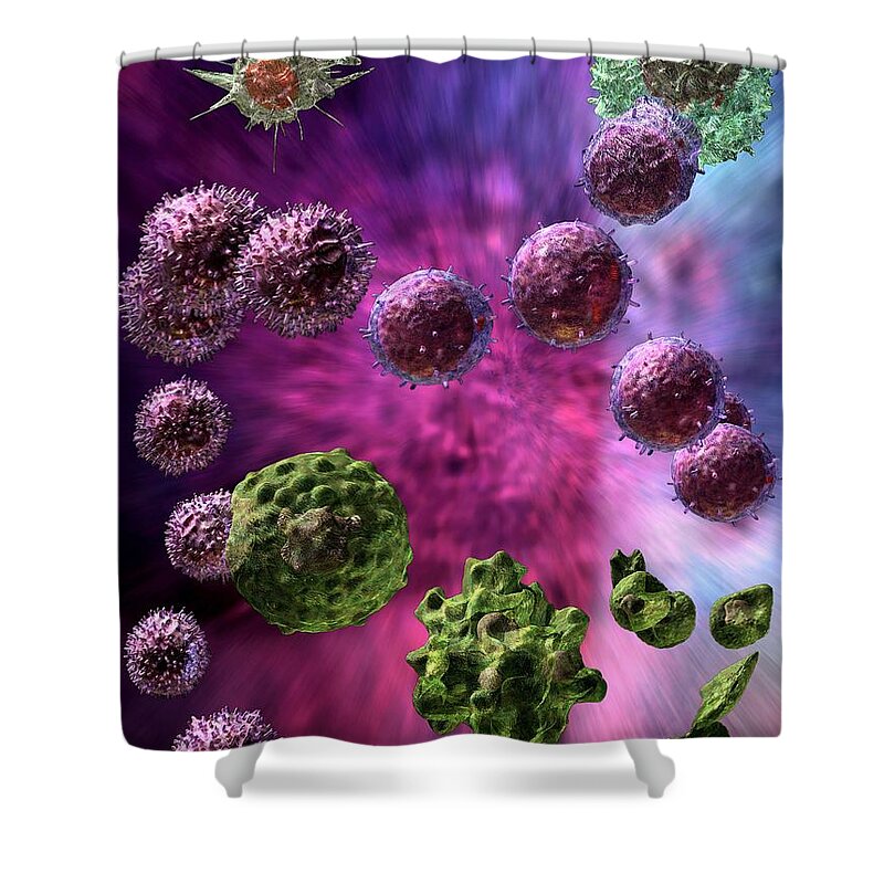 Antigens Shower Curtain featuring the digital art Immune Response Cytotoxic 4 by Russell Kightley